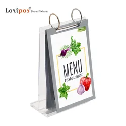 Soporte de fotos acrílico para exhibición de páginas de doble cara, para menú, mesa, álbum, letrero de escritorio, restaurante, Hotel