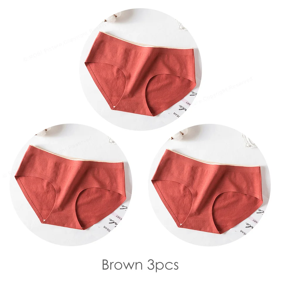 Brown 3pcs Новые Бесшовные женские трусы, сексуальные хлопковые трусики, женское нижнее белье, трусы, женское нижнее белье, интимные женские трусики - Цвет: Brown 3pcs