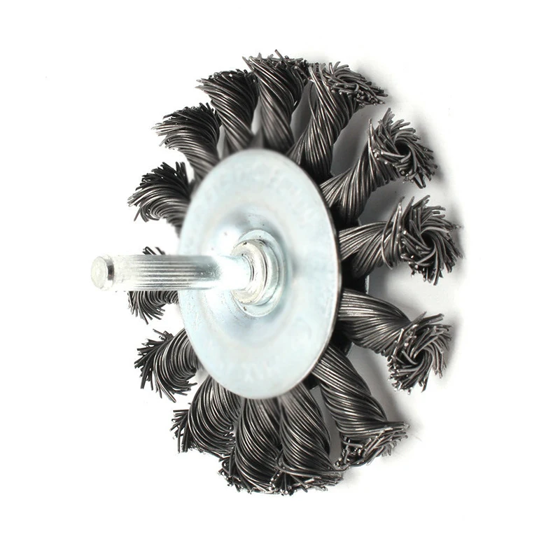 Нержавеющая сталь витая проволока плоская форма колеса щетка с 6 мм хвостовиком металлообработки