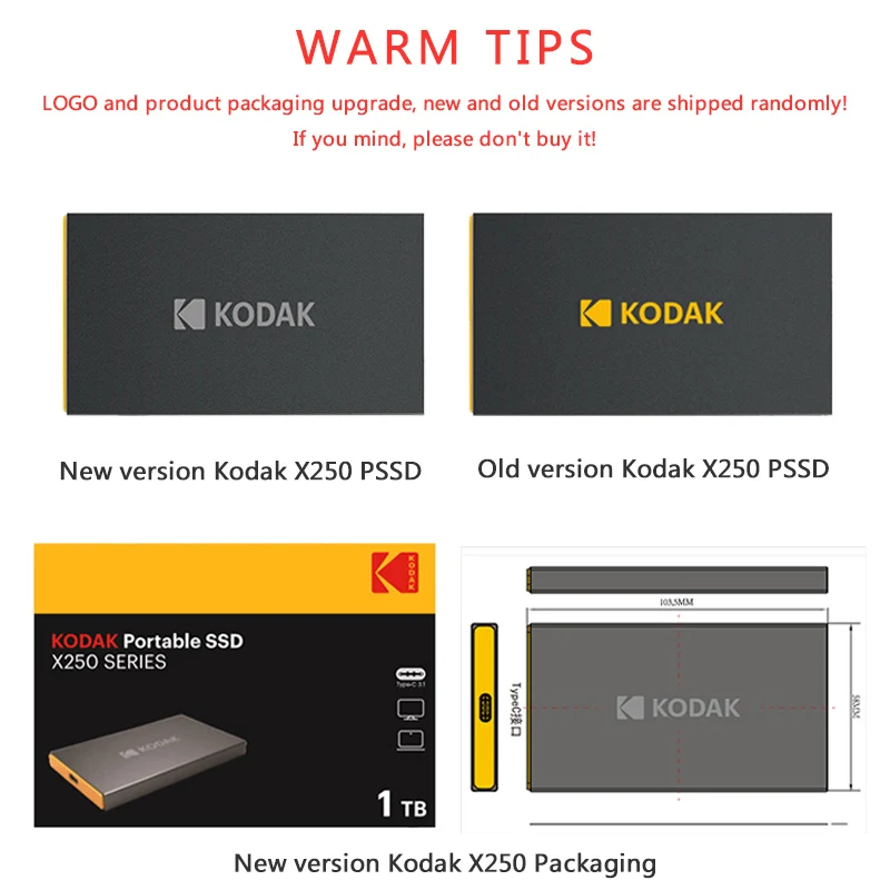 Kodak Digital X250 SSD 120 ГБ 240 ГБ 480 ГБ Портативный SSD Внешний жесткий диск 1 ТБ hdd для ноутбука с USB type C 3,1