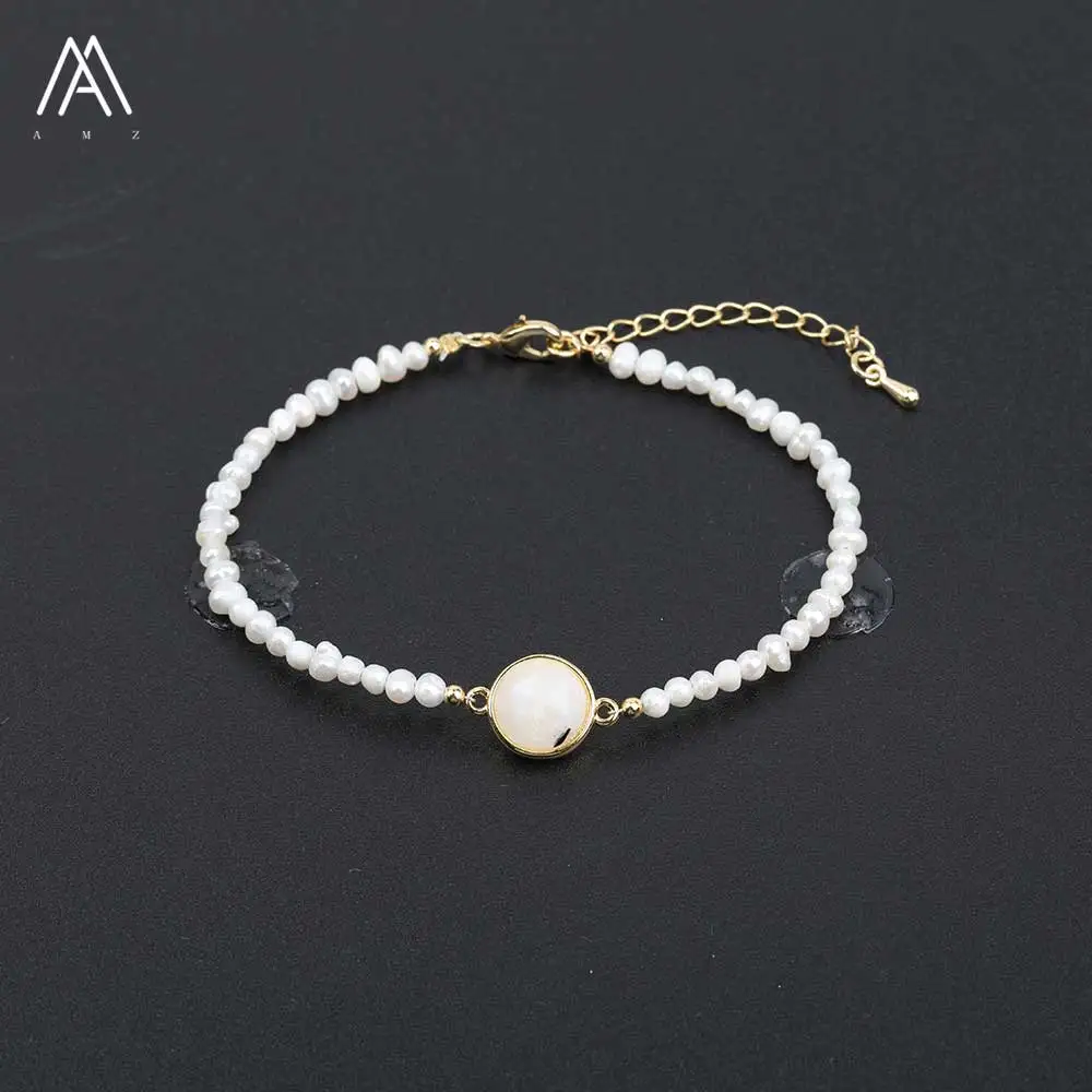 WhiteMoonlight Stone Натуральными аметистами кварцевые Amazon Stone Круглые бусины 3-5 мм Ювелирные наборы с маленьким барокко перламутровые браслеты браслет ремесло Для женщин ювелирные изделия N0038AMAE - Окраска металла: WhiteMoonlight Stone