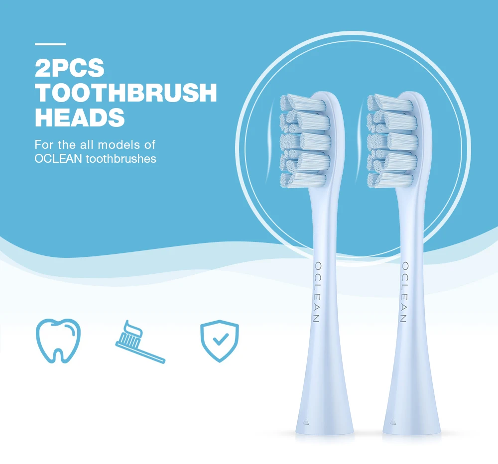 OCLEAN PW07 2PCS Replaceable Brush Heads for All OCLEAN Toothbrushes Soft Bristles Teeth Whitening