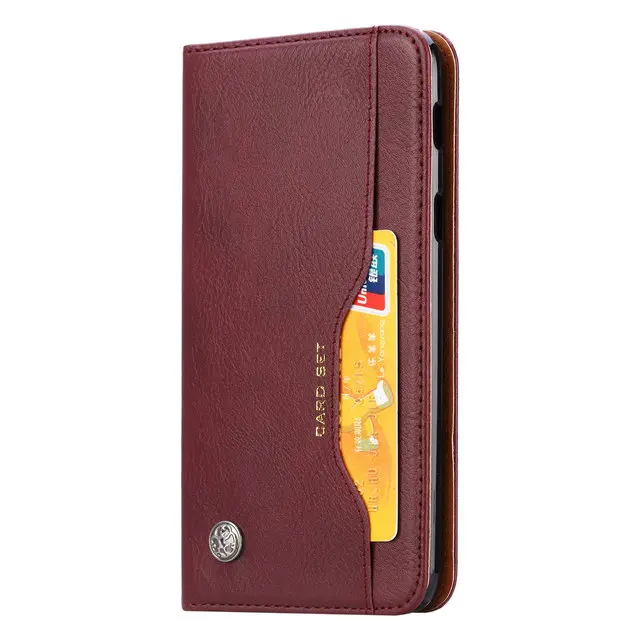 Dark red case Для Oneplus 7T 7 Pro Чехол для Oneplus 7 Pro Чехол с отделением для карт Ретро откидная крышка для One Plus 7 Pro Чехол 7Pro Oneplus7 Pro Pro7T кошелек - Цвет: Dark red case