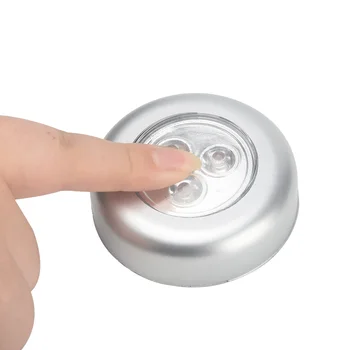 

3 LED Mini Senser Night Light Cordless Stick Tap Wardrobe Lamp Battery Powered Round Veilleuse Cordless Cars Cabinets Lamp NEW