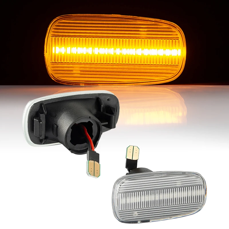 2PcsDynamic Amber LED Side Marker Light Tuan Signal Lamp For Toyota Prius Kluger Wish RAV4 Altezza Crown Land Cruiser Isis Lexus