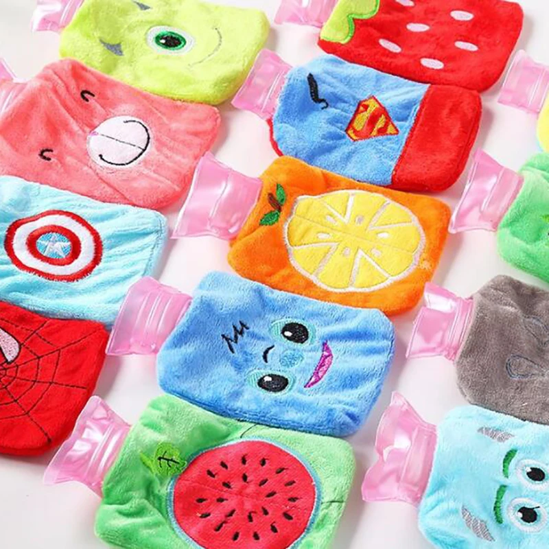 1 pcs Plush Cartoon Thick Hot Water Bottle Bag Warm Relaxing Heat Cold Therapy Portable Hand Warmer Water Injection Storage Bag