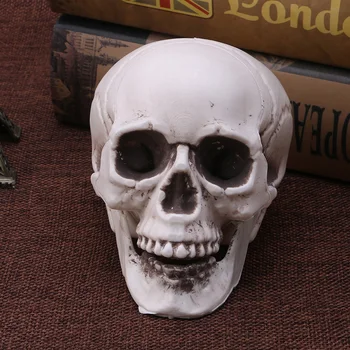 

1pc Halloween Decor Mini Human Skull Decor Prop Skeleton Head Coffee Bars Ornament