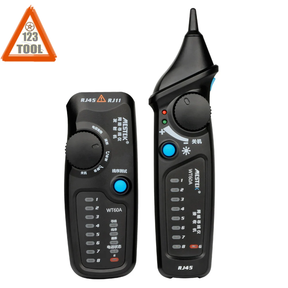 

MESTEK WT60A Telephone Wire Tracker Network Cable Tester Line Detector Anti-Jamming Line Finder Support POE Network Cable Test