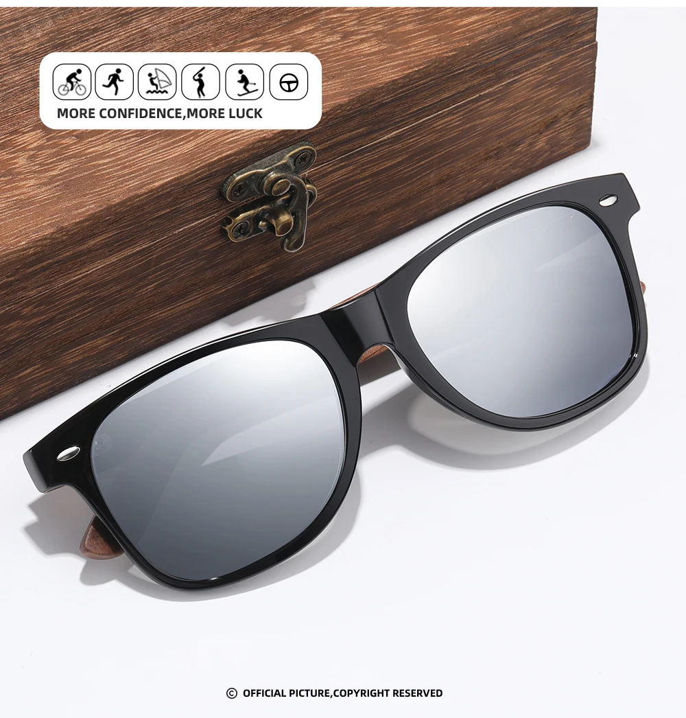 Handmade Dark Walnut Wooden Sunglasses Unisex
