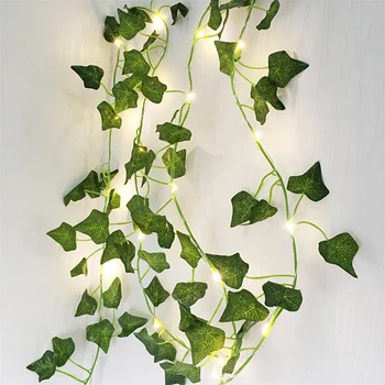 

2M Artificial Plants Green Leaf Garland Led String Light Leaf Ivy Vine For Home Decorations Wedding Decorations DIY Leaf Rattan