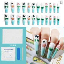 

24pcs/Set Detachable Long Coffin Fake Nails European Rainbow Ballerina Full Nail Art Tips Colorful Beauty Artificial False Nails