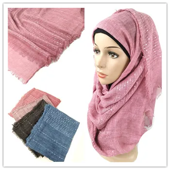 

V3 10pcs Wrinkle diamond glitter hijab scarf cotton viscose shawls crinkle hijab long muslim maxi headband wrap scarf/scarves