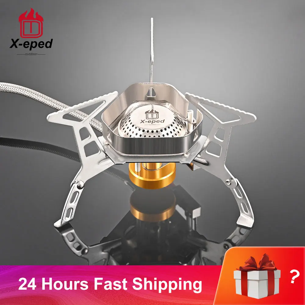 X-eped Outdoor Gas Burner Windproof Camping Stove Portable Folding Ultralight Split Lighter Tourist Equipment For Hiking 1