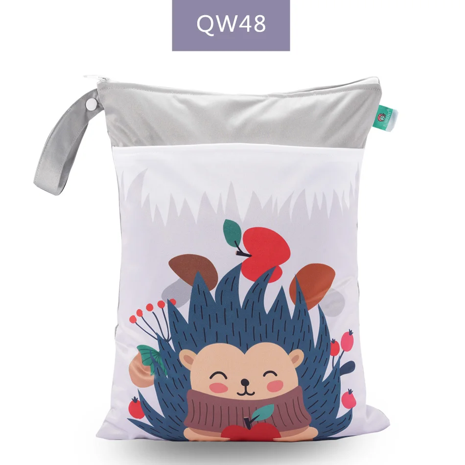 QW48-Diaper Bag Elinfant цифровая сумка для влажных подгузников с принтом, тканевые сумки для детских подгузников 30*40 см, дорожная сумка с двойным карманом - Цвет: QW48-Diaper Bag
