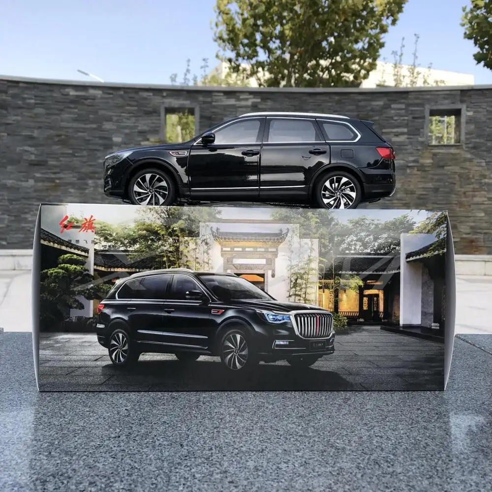 Литая под давлением модель автомобиля век Дракон Hongqi HS7 SUV 1:18(черный)+ маленький подарок