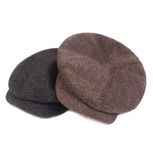 Остроконечные Кепки в полоску Защита от УФ-лучей из хлопка и льна на плоской подошве с закруглёнными краями и пуговицей сверху художников вождения шляпа Гольф Кепки s НАРУЖНЫЕ головные уборы