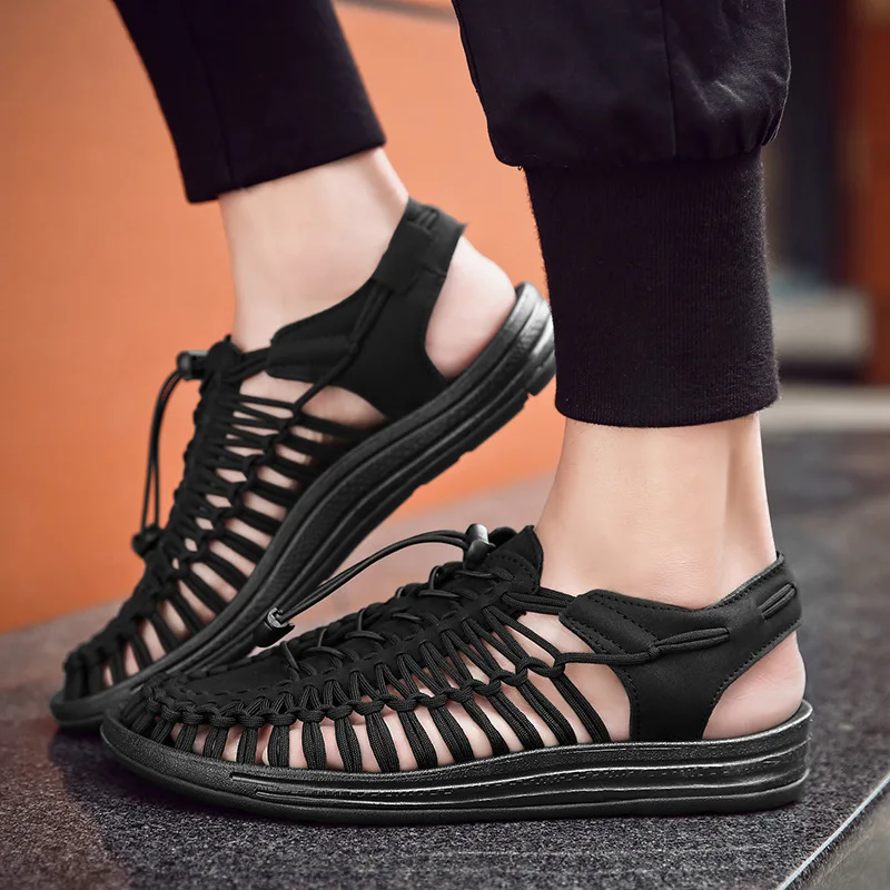 

Large Size 47 48 49 50 Summer Sandals Men's Closed-toe Men Sandals Weaving Sandals Men's