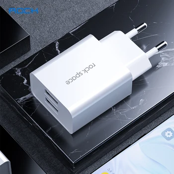 

ROCK USB Dual Port Charger 5V 2.4A Fast Charging Wall Charger Adapter EU Plug Mobile Phone For iphone ipad mini Samsung Xiaomi