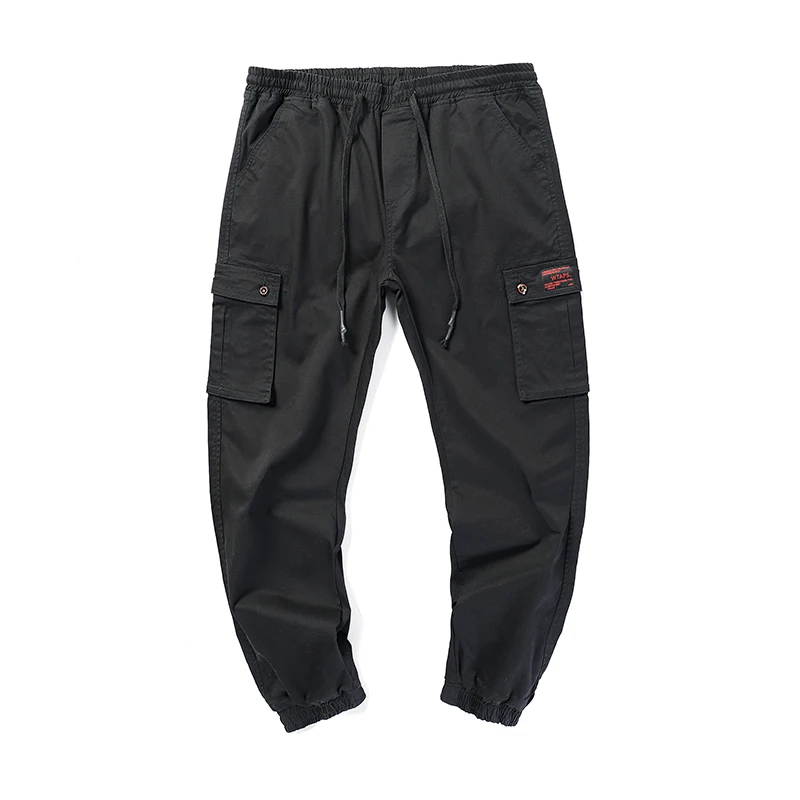 Большие размеры 7XL 6XL 5XL 4XL новые модные брюки-карго мужские уличные стильные Хлопковые Штаны для бега мужские повседневные узкие спортивные штаны мужские - Цвет: Черный