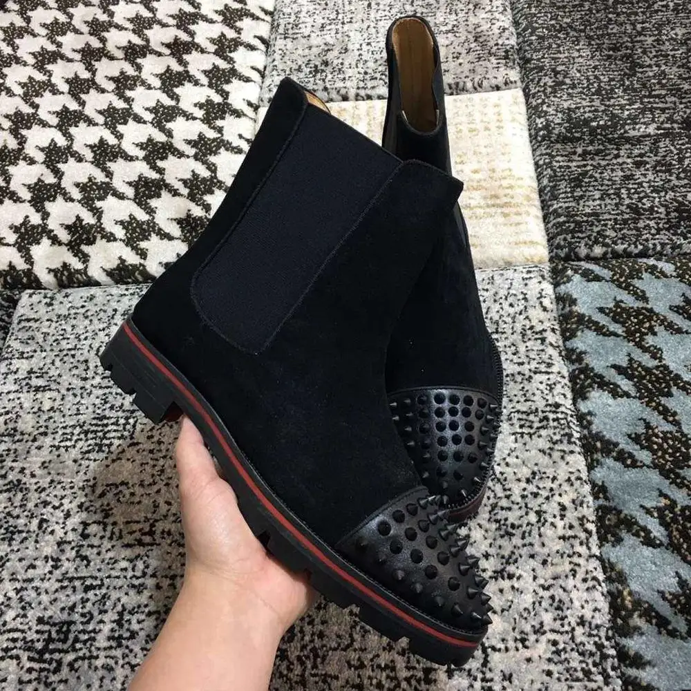 red bottom men boots