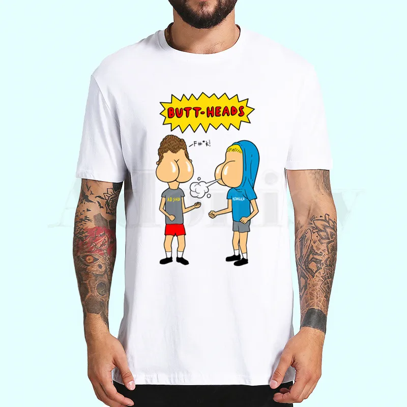 N Футболки BEAVIS AND BUTTHEAD, летняя модная футболка с принтом, Повседневная футболка с круглым вырезом, брендовая забавная футболка, футболки - Цвет: N