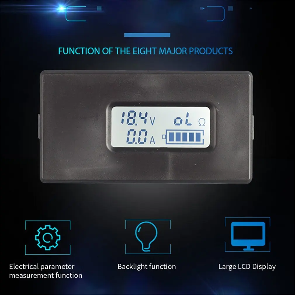 Battery Tester Detector Digital DC Current Voltage Meter Discharge Resistance Residual Electricity Meter With Backlight