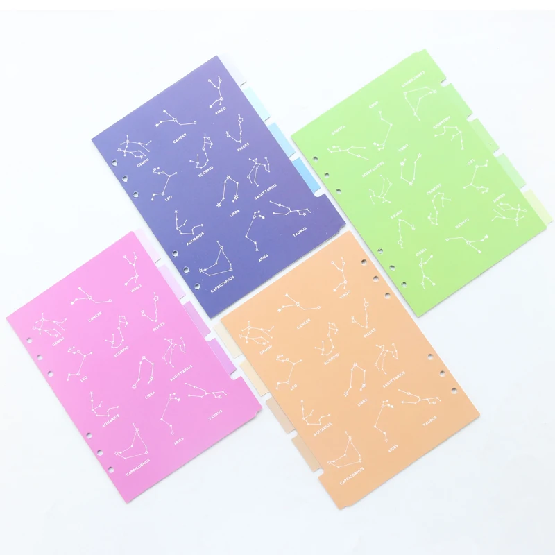 

Domikee classic constellation pattern 6 hole paper index divider separator page for binder spiral planner notebook stationery A5