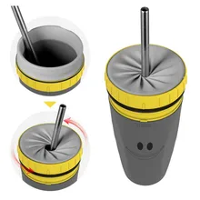 Креативная бутылка для воды с трубочкой портативная Вращающаяся крышка кофейная бутылка силиконовые бутылки для воды резиновая чашка