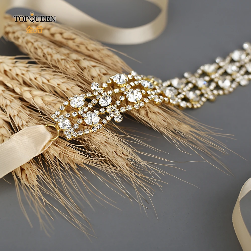 TOPQUEEN S414 Золотые Свадебные ремни со стразами ручной работы пояс кристаллы для свадебного платья Пояс формальная Свадебная лента пояс