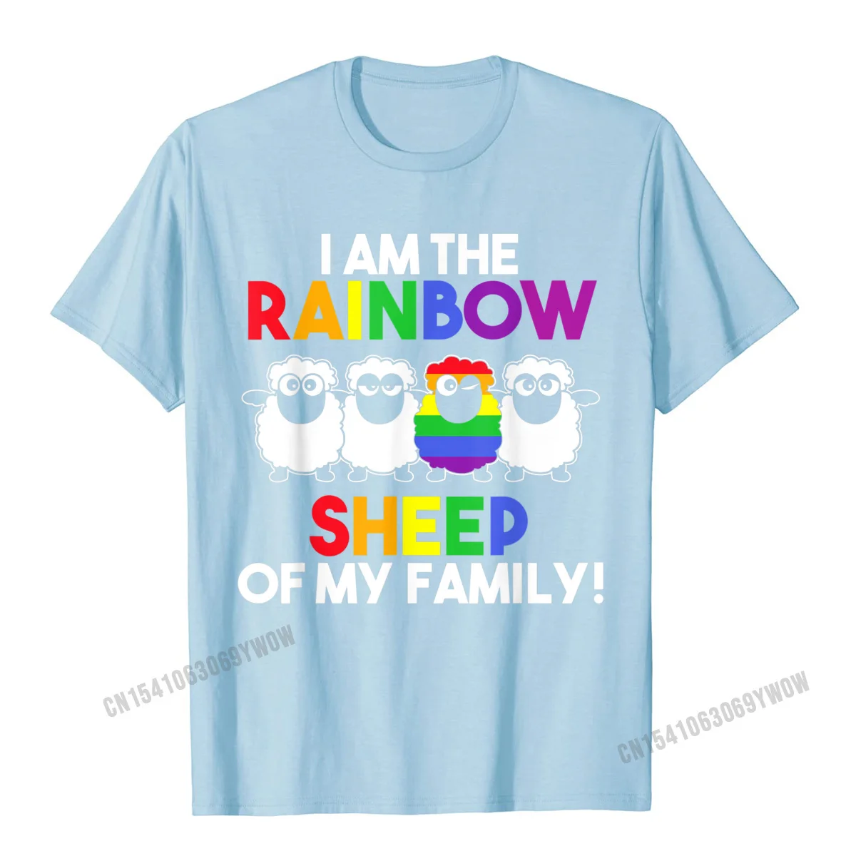 Custom Tops Shirts Dominant Round Neck Fashionable Short Sleeve 100% Cotton Men T Shirt cosie T Shirt Wholesale I am the Rainbow sheep of my family t-shirt__30 light