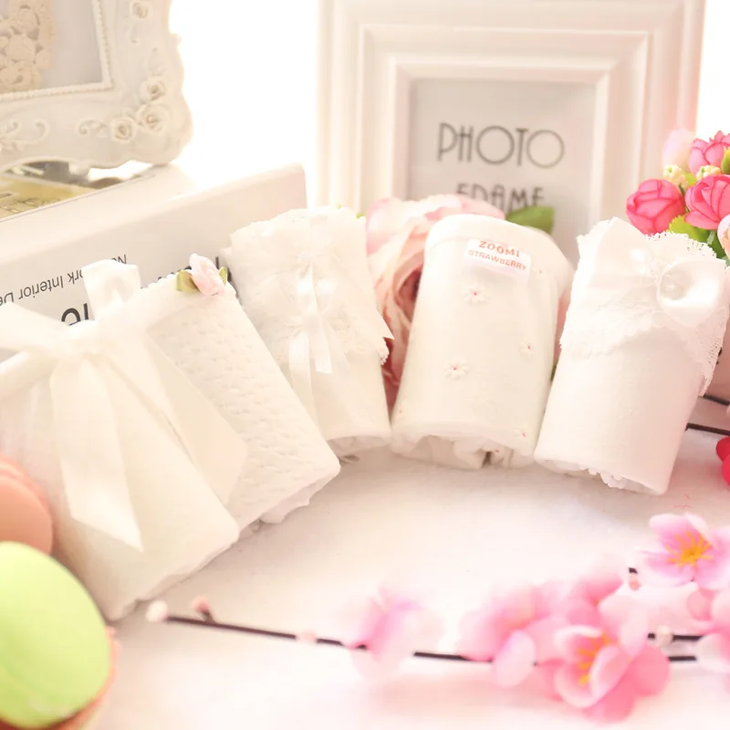 Нижнее белье для девочек 5 шт./упаковка кружевные хлопковые трусы с низкой талией