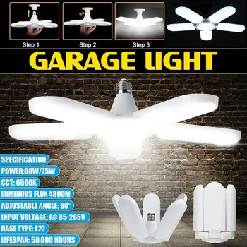 

1PC E27 Deformable Lamp Led Bulb 75W Folding Lamp Light Bulb AC 85-265V Foldable Fan Blade Lights For Living Room Garage Light