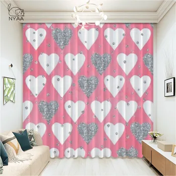 

Fashion Lovely Pink Heart Princess Room For Girls Curtain For Living Room The Bedroom Panels Drapes Ultra-thin Micro Shading