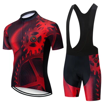 

2020 Cycling Jersey Set Men Short Sleeve Gear Black Maillot Ciclismo MTB Sportwear Motocross Bike Clothing Bib Shorts 4D Gel Pad