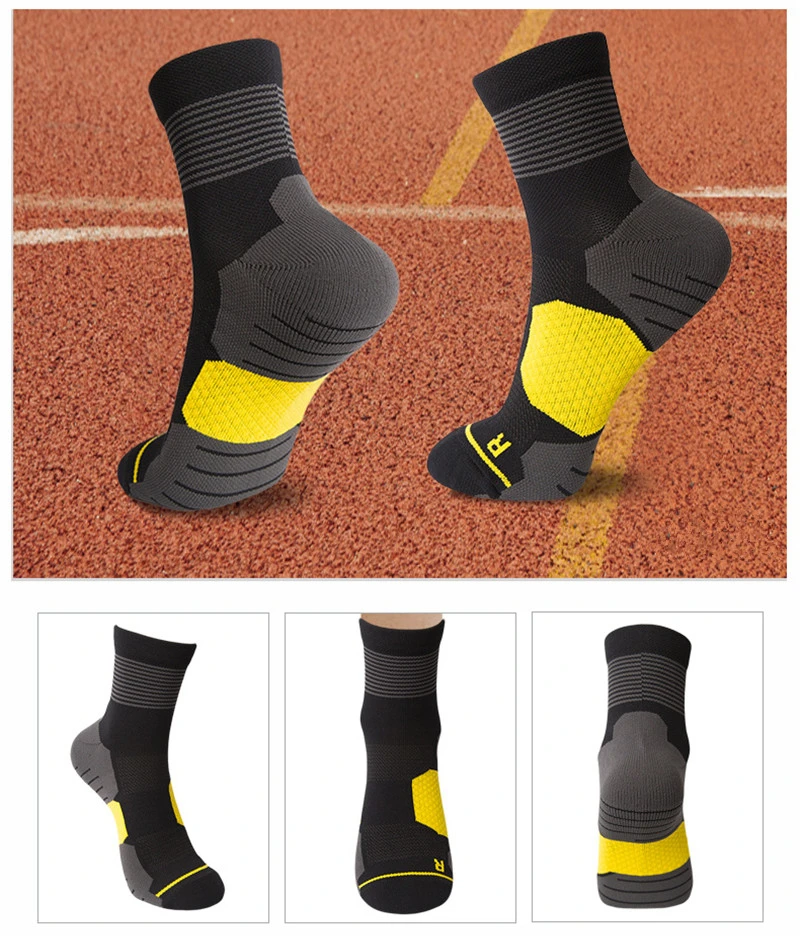 Мужские спортивные носки с махровой подушкой, носки с дышащей сеткой, впитывающие пот, быстросохнущие, для баскетбола, бега, Походов, Кемпинга