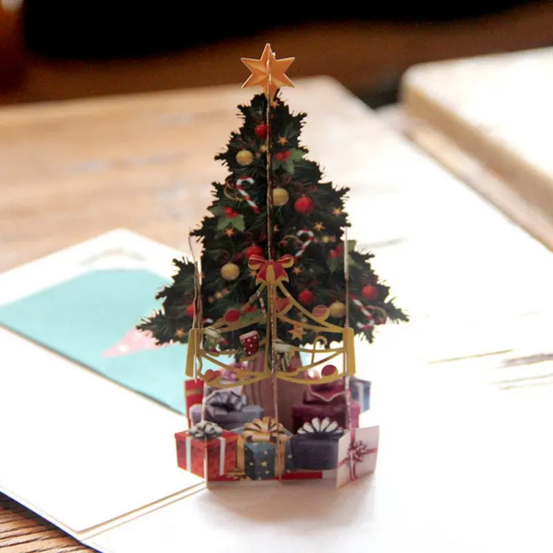  Christmas Stereo Greeting Card 3d Christmas Tree Wish Card Party Invitation Card christmas greeting - 4000318183614