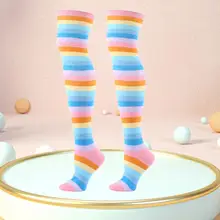 

Polyester 1 Pair Universal Costume Accessories Striped Knee High Socks Indeformable for Party