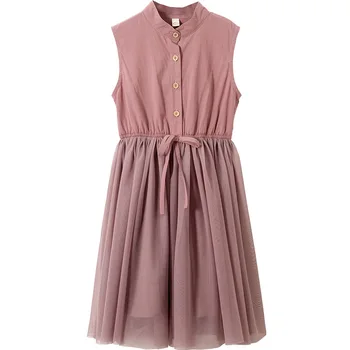 

Brand Girls Cute Dress 2020 Summer Baby Princess Dress Mesh Patchwork Kids Dresses for Girls Clothes Children Casual Dress,#5035
