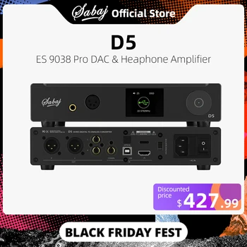 

Headphone Amplifier DAC Sabaj D5 ESS9038PRO ES9311 XMOS XU-208 32bit/768kHz DSD512 Remote Control USB Optical Coaxial I2S Input