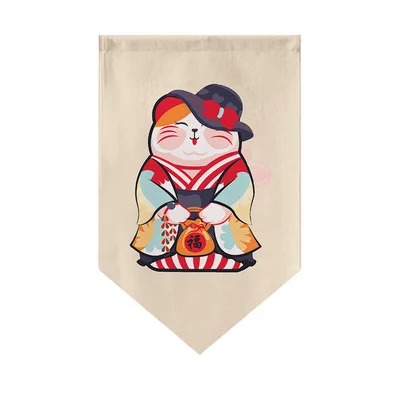 Японский стиль Lucky Cat мультфильм треугольный флаг Кухня Половина занавески s Висячие окна короткие занавески перегородки декоративные A74#5 - Цвет: 02