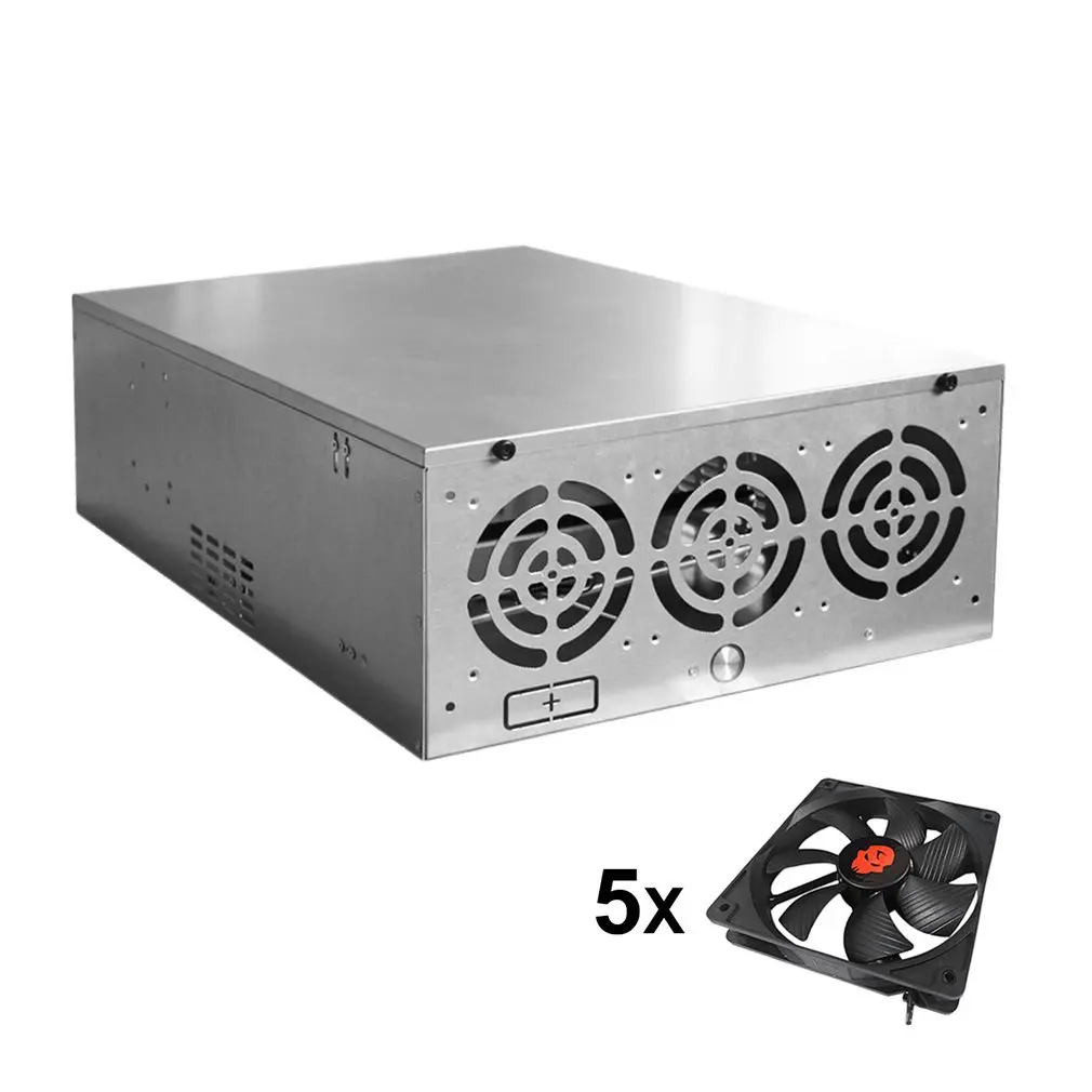 

Crypto Coin Open Air Mining Frame Rig Graphics Case ATX Fit 6/8 GPU Ethereum ETH ETC ZEC XMR Magnalium Alloy 5 Fans