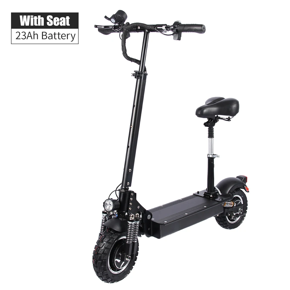 With Seat 23Ah Halo Knight 52 в 2400 Вт 70 км/ч Электрический скутер с сиденьем 10 дюймов двойной привод внедорожный складной E скутер для взрослых - Цвет: With Seat 23Ah