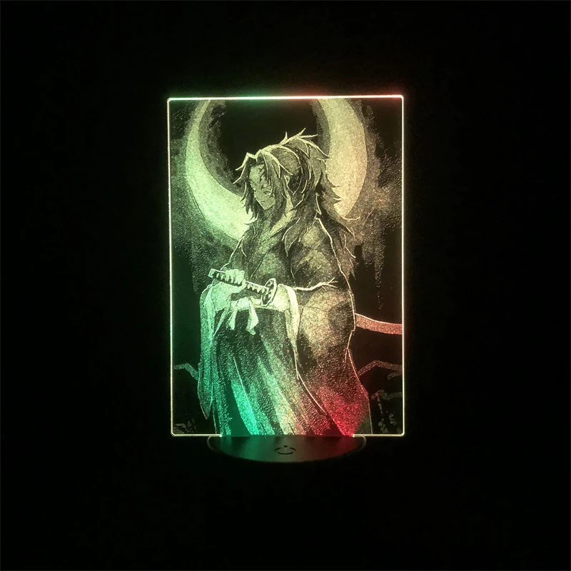 

Touch Sensor Demon Slayer Tsugikuni Michikatsu Japanese Anime Manga Decor Two Tone Led Light Two Tone 3D Lamp Table Kids Present