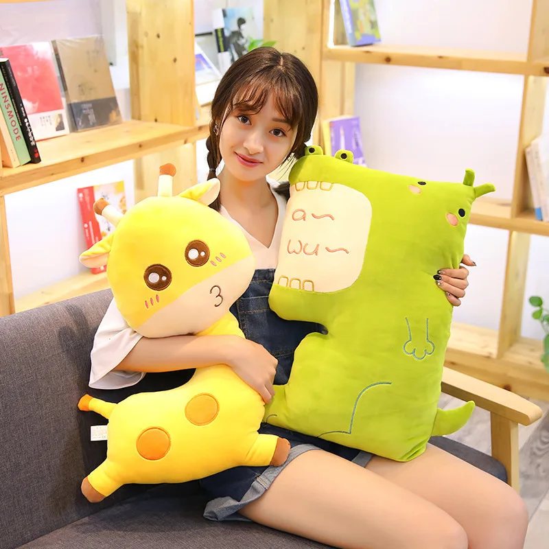 

Cartoon Software Giraffe Hedgehog Cow Plush Toys Forest Animal Throw Pillow Children to Sleep with Doll Gift