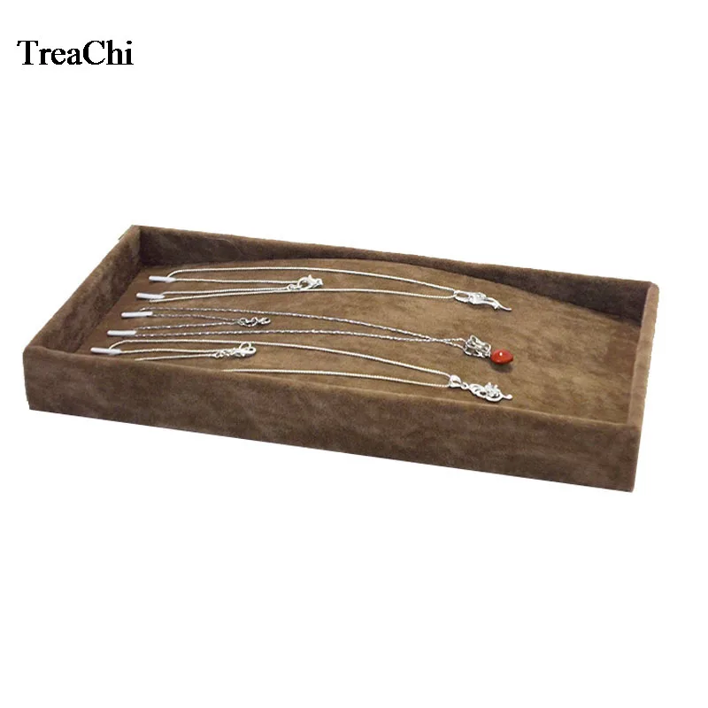 

Velvet Necklace Holder Tray Pendant Bracelet Bead Chain Display Organizer Exhibition Showcase Anklet Display Tray 11*22*3cm