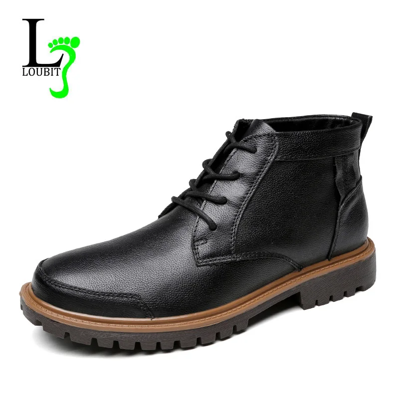 High Quality Men Boots Cow Leather Winter Fur Shoes Men Rubber Ankle Tooling Boots Male Warm Work Shoes Sneakers Men Footwear