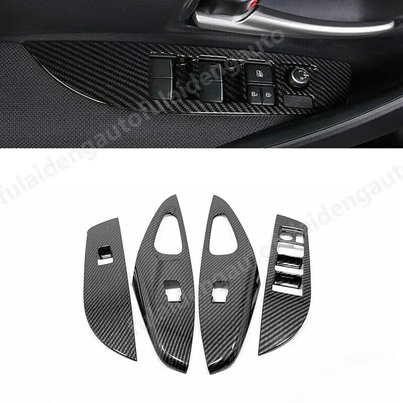 

For Toyota Corolla hatchback 2019 Carbon Fiber Window Switch Button Panel Moulding Cover Trim Car Styling Accessories 4Pcs