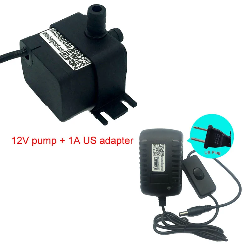 pump n 1A US adapter SR180B небольшой Давление водяной насос 12V аквариум 245-350L/ч водонагреватель бустерный насос 2,1-3M фонтанный цикл - Напряжение: pump n 1A US adapter