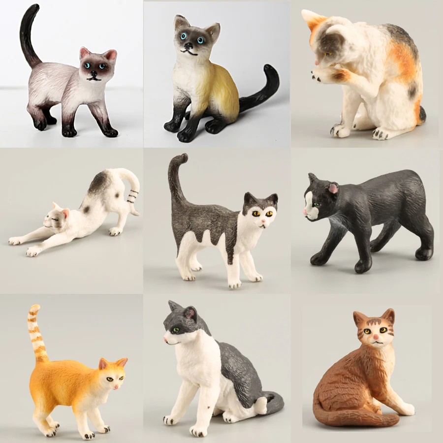 2Pcs Cute Cat Figure Toys Realistic Cat Models Figurines Toys Decor Toy