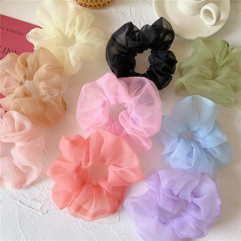 Новые модные шелковистые атласные резинки для волос из органзы женщин